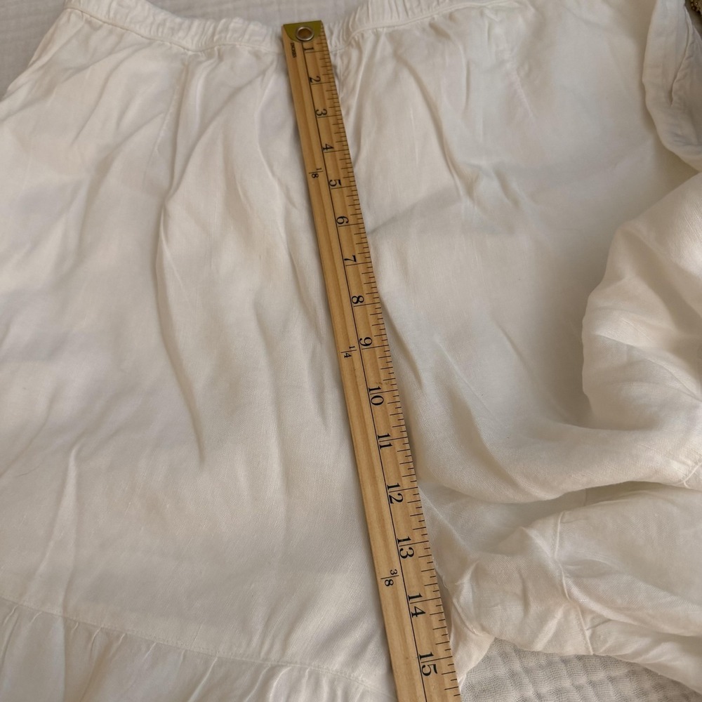 Kleen Culotte Shorts Womens XL White Ruffle Hem Flowy Linen Boho Casual Artisan - Picture 12 of 14